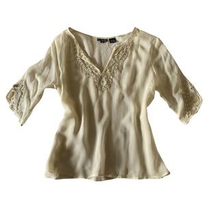 Y2K, Silk Blouse, Cream, Medium
